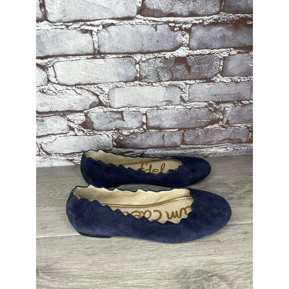 Sam Edelman Frances Blue Suede Leather Slip On Scalloped Flats Women Sz 9M US/39 - Picture 14 of 16